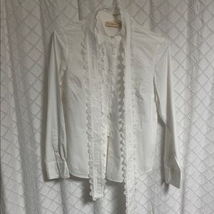 Tory Burch White Ruffle Blouse